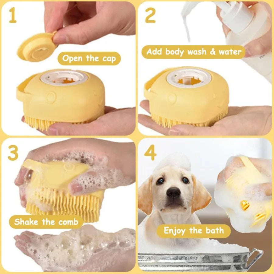 Soft Silicone Pet Bath Gloves, Massage & Grooming Brush for Dogs and Cats, Easy Cleaning Tool for Home Bathroom Use