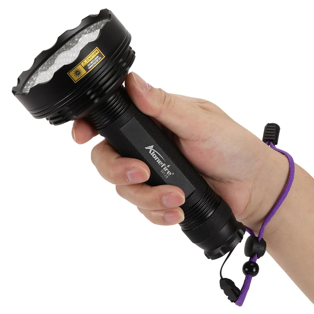 128LED 395nm UV Flashlight High Power Ultraviolet Torch Money Ore Pet