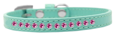 Mirage Pet 611-07 AQ-14 Bright Pink Crystal Puppy Collar, Aqua - S