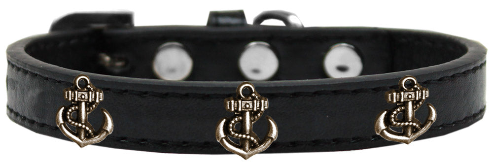 Mirage Pet 631-23 BK16 Bronze Anchor Widget Dog Collar, Black - Si