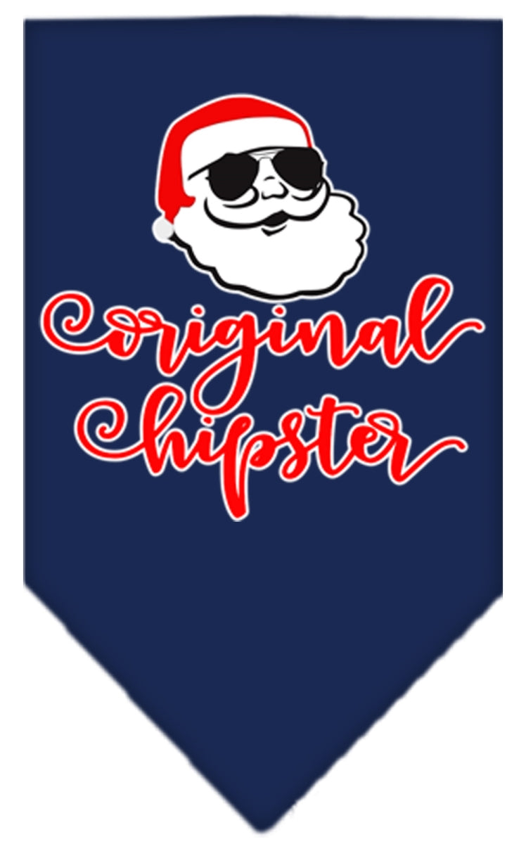 Original Hipster Screen Print Bandana, Navy Blue - Large