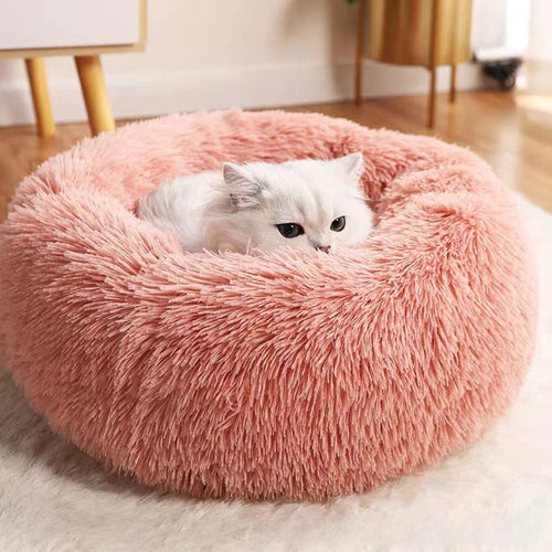 1PC comfortable striped plush pet bed, suitable for cats and