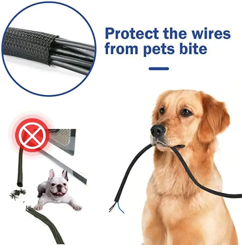 3M Black Insulated Braid Sleeving 19mm Tight PET Wire Cable Protection
