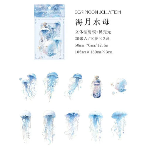 Unbounded Jellyfish Series PET Sticker Bag Dream Laser Watercolor