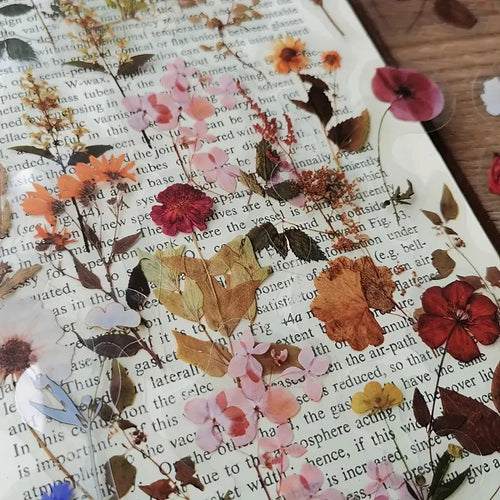 JIANQI 40Pcs Natural plants Flower Stickers DIY scrapbook PET Material