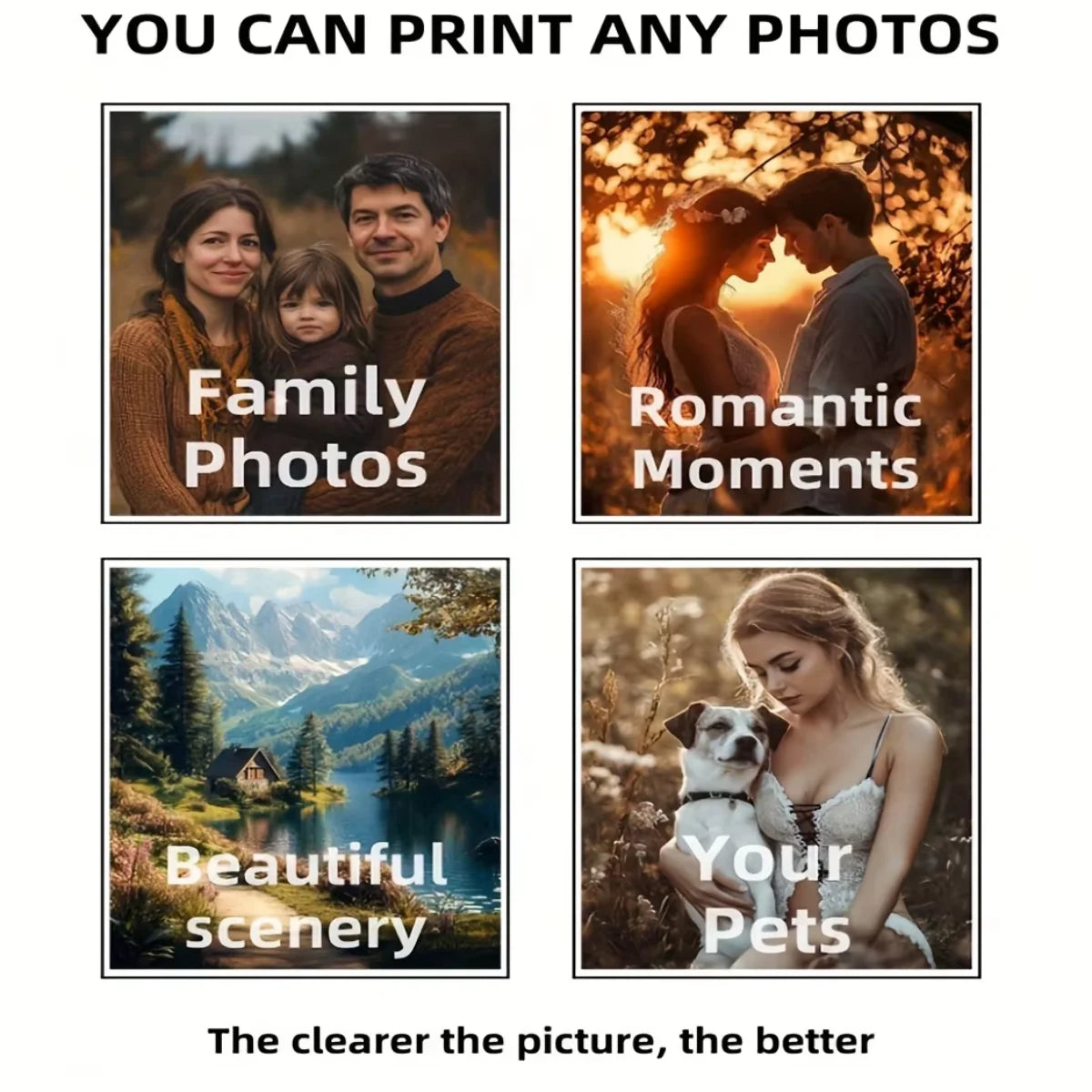 3pcs/set Custom Canvas Printing Personalized Photo Suitable for Family