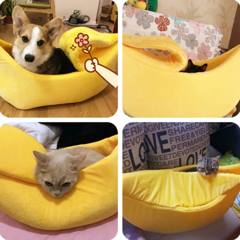 Banana Cat Bed House Funny Cute Cozy Cat Mat Beds Warm Durable