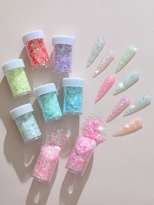 8-Color Lridescence Ultra-Thin Nail Enhancement Glitter DIY Glue Drip