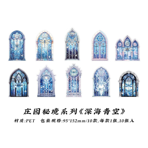 JIANQI 10pcs Flowers Window Sticker PET Materials Collage Junk Journal