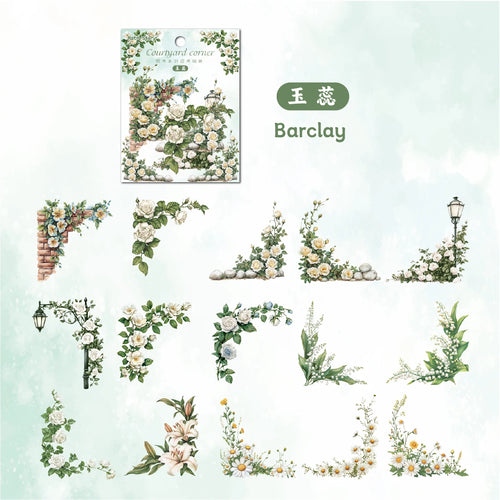 30 pcs Flowers Corner Stickers Retro Hollowed Out Frames Sticker Pack