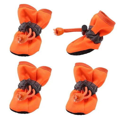 New 4pcs Waterproof Pet Dog Shoes Anti-slip Rain Snow Boot Thick Warm