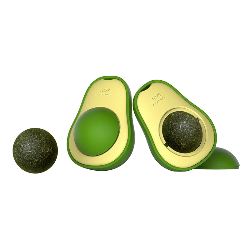 Avocado Catnip Ball Rotatable Pet Toy Mint Ball Wall Stickup Cat
