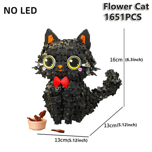 Micro Mini Building Blocks Flower Cat Model, Cute DIY Construction