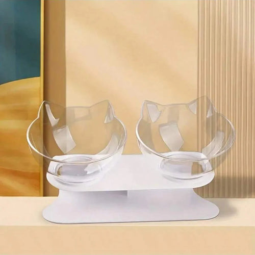 Slanted Mouth Cat Bowl, Neck Protector, Cat Double Bowl, Pet