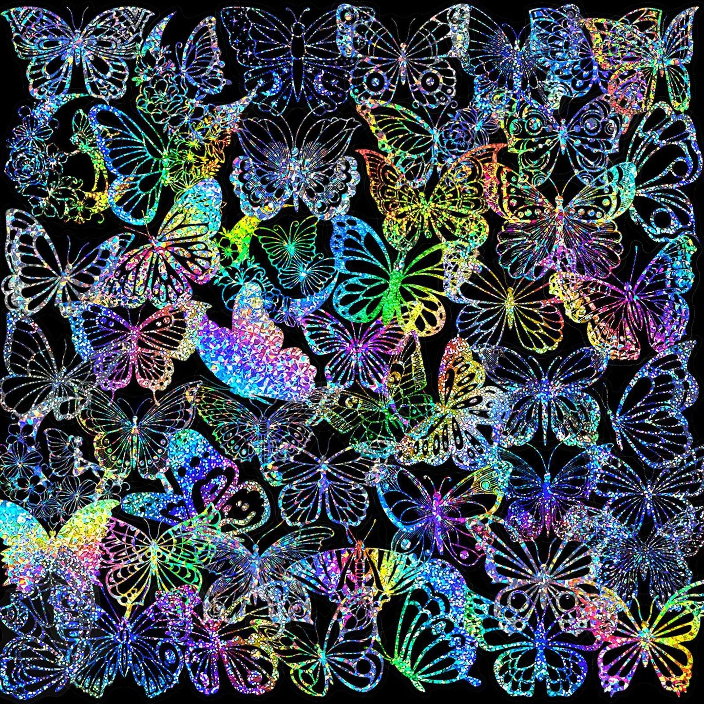 100 PCS/PACK Transparent Butterfly Laser Stickers Holographic Stickers