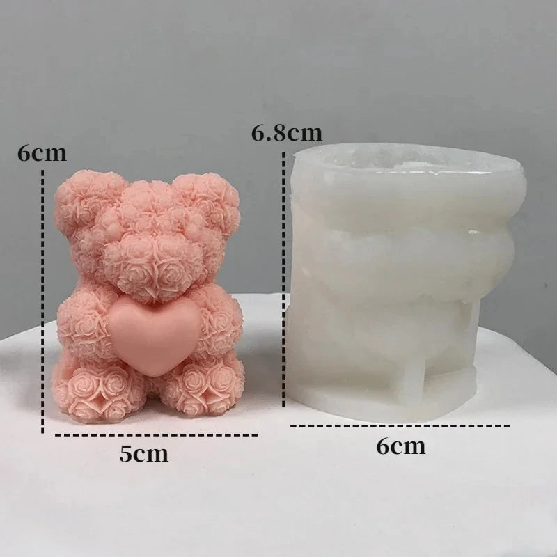 3D Bear Hug Love Silicone Candle Molds Diy Cute Bear Pet Candle Making