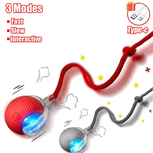 New Cat Interactive Ball Toy Automatic Rolling Ball Faux Tail