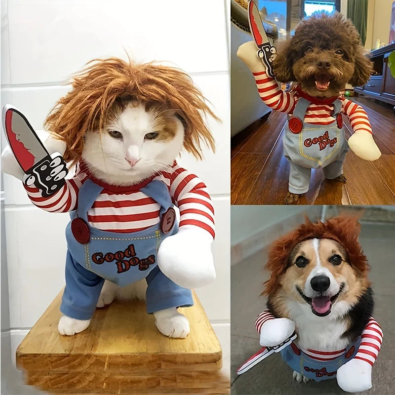 Halloween Pet Dog Clothes Transformed Pet Apparel and Wig for Holiday