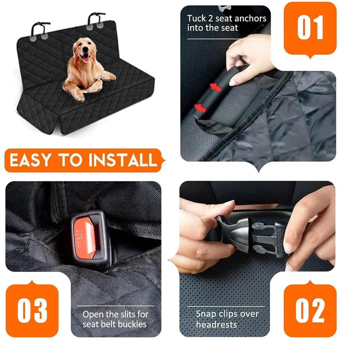 Dog Car Rear Seat Protective Cover Waterproof Dirt Resistant Pet Seat