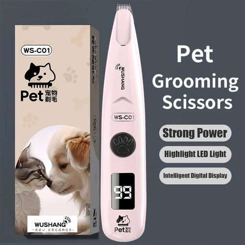 Pet Dog Electric Groomer Trimmer with LED Light Waterproof Pet Foot