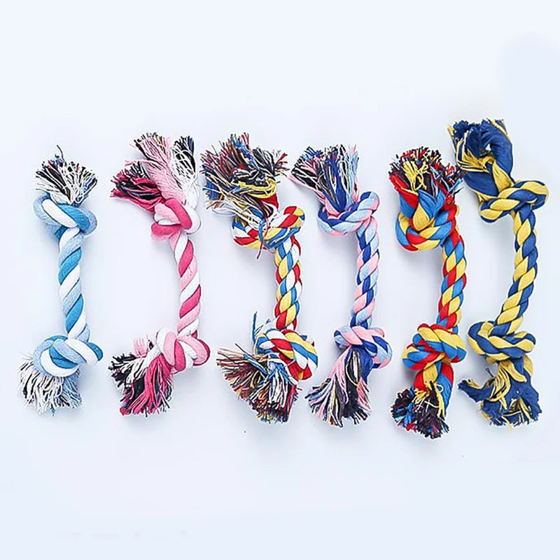 Random Color Pet Dog Toy Bite Rope Double Knot Cotton Rope Funny Cat