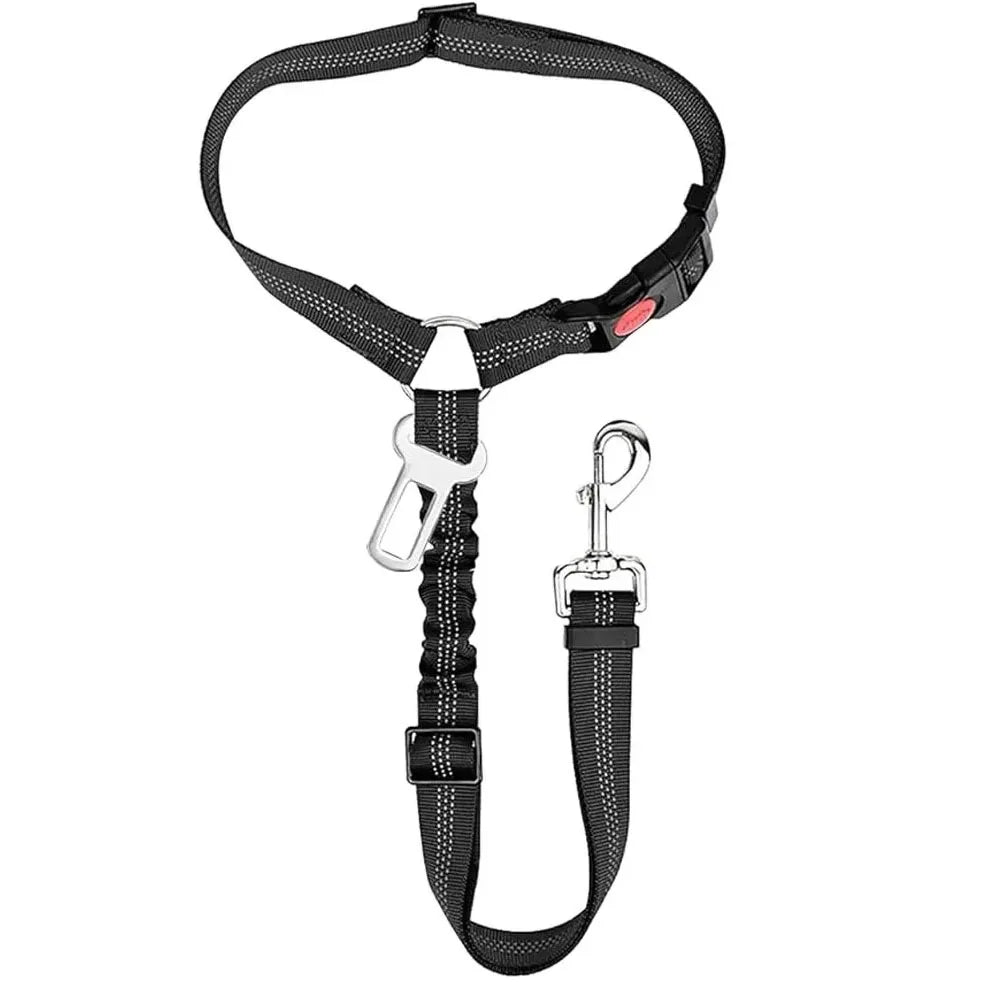 2-in-1 Dog Car Seatbelt Headrest Restraint Adjustable Reflective Pet
