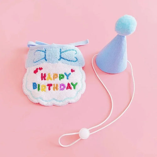 Adorable Dog Cat Puppy Birthday Hat & Bandana Set Cat Dog Accessories