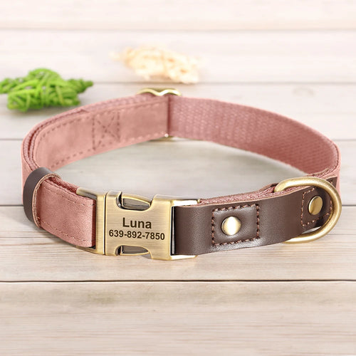 Free Custom PU Leather Dog Collar Engraved Dog Collars Adjustable Pet