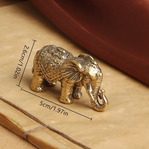 Antique Bronze Minature Elephant Figurines Tea Pet Table Ornament