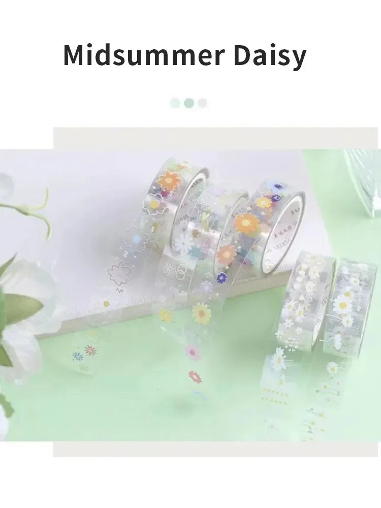 5 Rolls Transparent Decorative Tape PET Waterproof Self-Adhesive