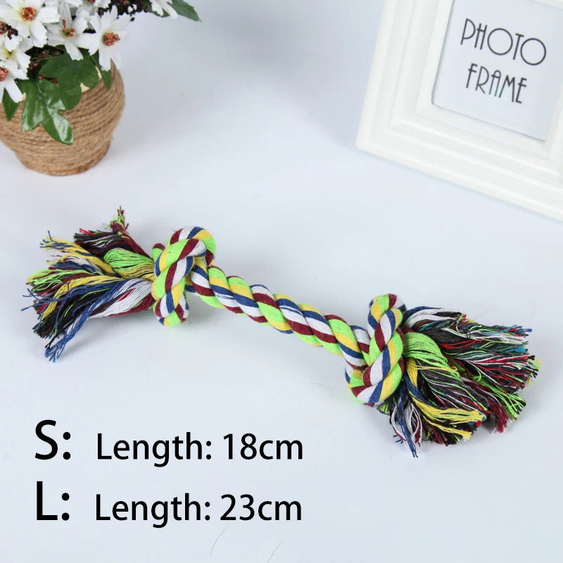 Random Color Pet Dog Toy Bite Rope Double Knot Cotton Rope Funny Cat