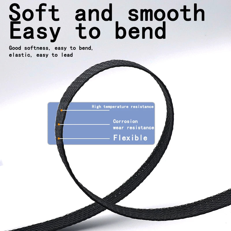 3m/9.85ft PET Expandable Braided Sleeving Flexible Wire Mesh Sleeve