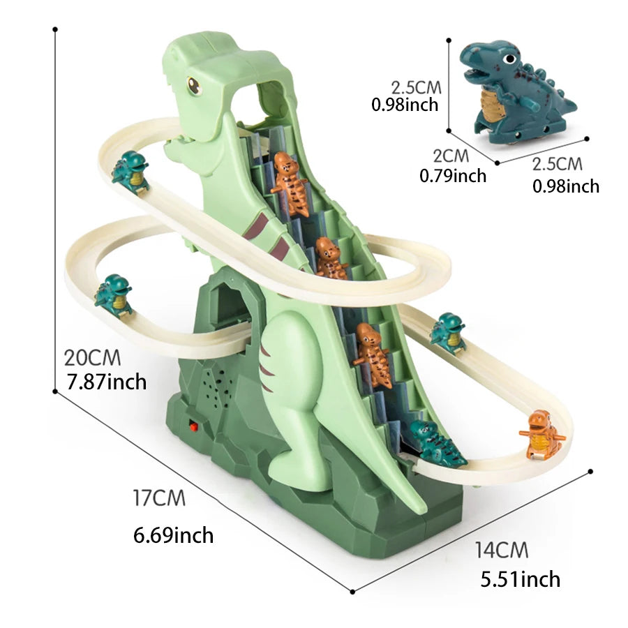 Dinosaur climbing slide music toy with 3 dinosaurs, puzzle fun