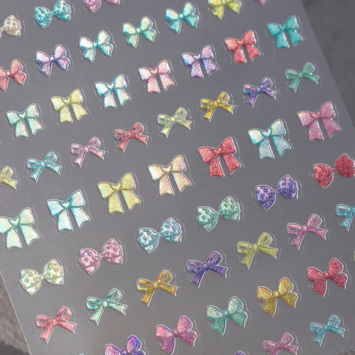 1pcs Sweet Pearl Lace Bow Nail Stickers Love Heart Pink White Black