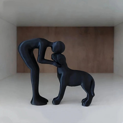 Abstract art companionship! Interactive human and pet figurines for