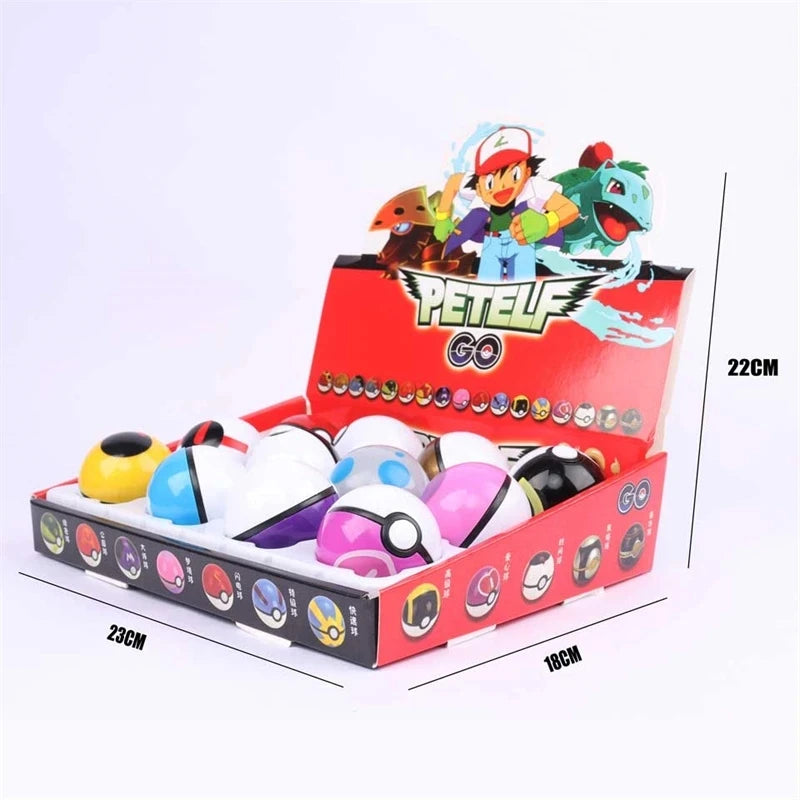 12 Pcs/Set Pokemon Pikachu Action Figure Pokeball Game Toy Pocket