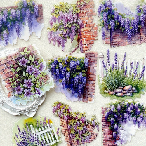 10pcs Plant Flowers Sticker PET Material Junk Journal Hand Account DIY