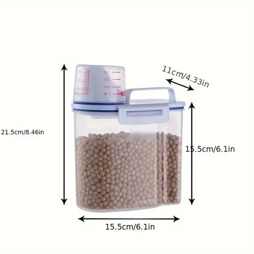Pet Food Storage Container with Measuring Cup Handle Airtight