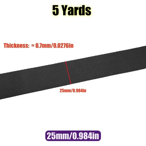 5 Yards 10-50mm Black Nylon Webbing Tape Backpack Strap Pet Collar
