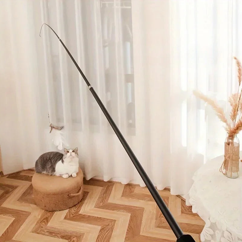 Four-Section Telescopic Cat Rod - Extendable, Cartoon Patterned, Metal