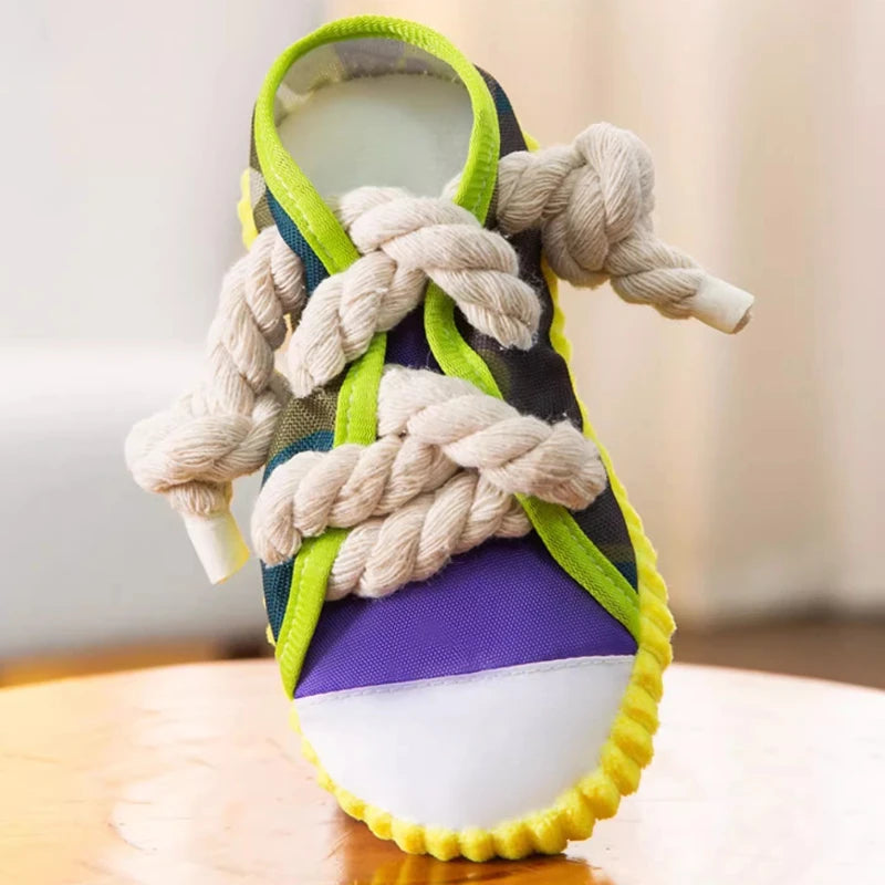 Dog Squeak Toy Teeth Grinding Bite Resistant Slippers Shape Puppy Chew