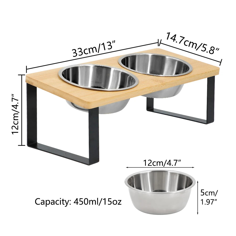 Elevated Cat Bowls Pet Feeder 15° Tilted Raised Cat Food Bowls with