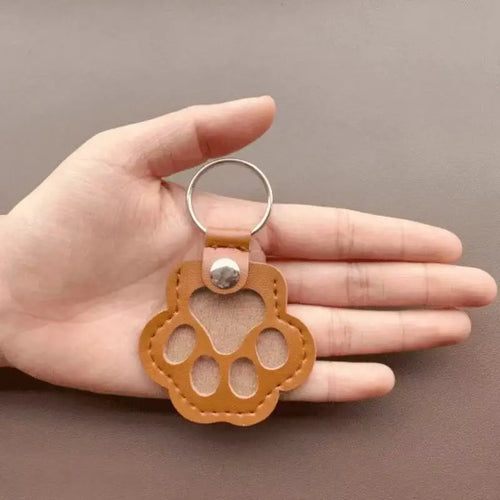 Pet Hair Memorial Keychain PU Leather Keepsake Locket for Cat Dog Fur