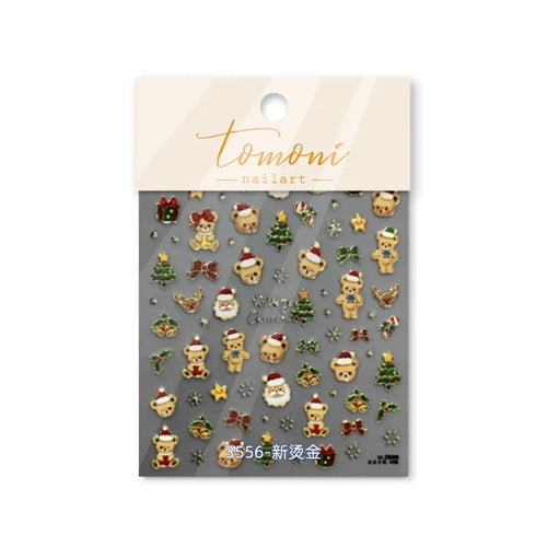 5D embossed nail art sticker high quality Christmas series nail