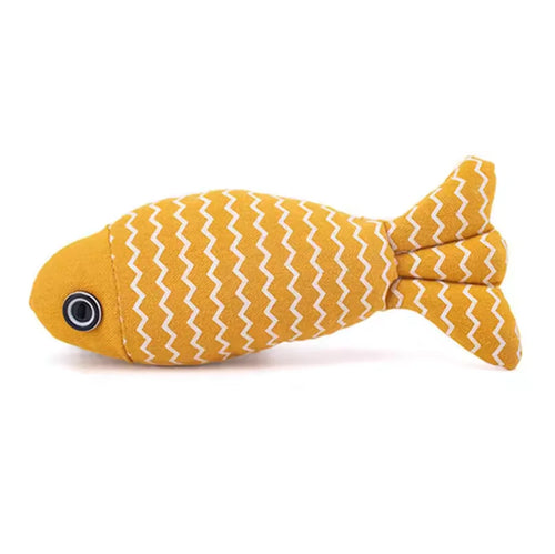 1pc Pet Toys Cat Chew Toys Linen Fish Pillow Chew Training Toy