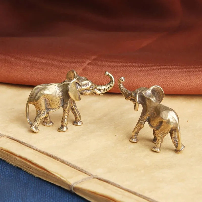 Antique Bronze Minature Elephant Figurines Tea Pet Table Ornament