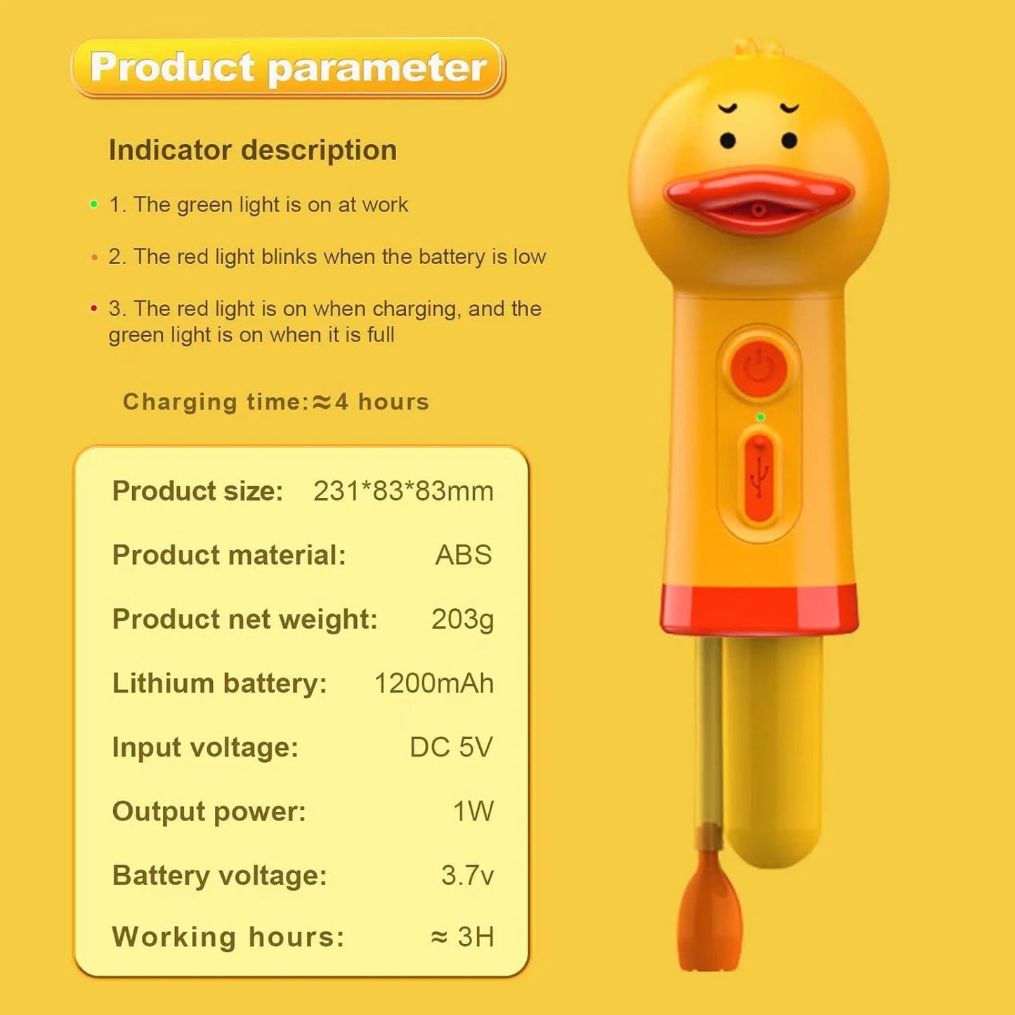 Yellow Duck Pet Cleaning Bathing Electric Foam Machine Usb Charging
