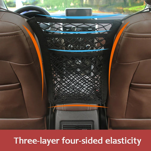 Car Storage Net Bag Between Seats Car Divider Pet Barrier Stretchable