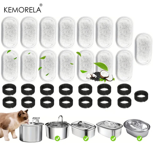 KEMORELA 12/15PCS Cat Water Fountain Activated Carbon Sponge Filters
