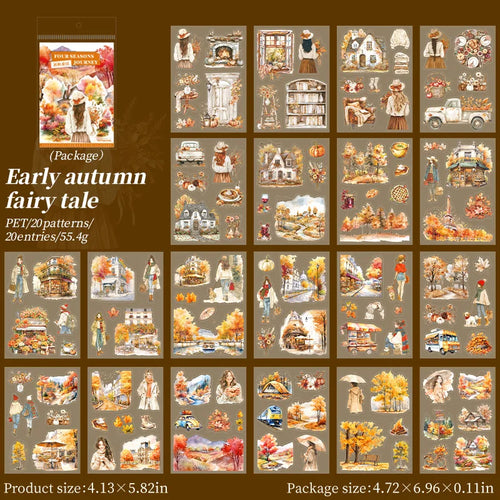 20 Sheets PET Die cut Stickers book Four Seasons Scenery Decorative
